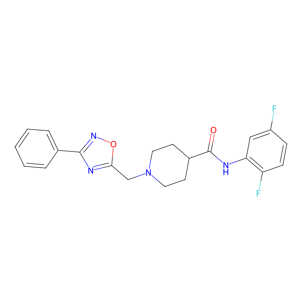 N-(2,5-Difluorophenyl)-1-[(3-phenyl-1,2,4-oxadiazol-5-YL)methyl]piperidine-4-carboxamide molecular structure, CAS 1428367-09-2