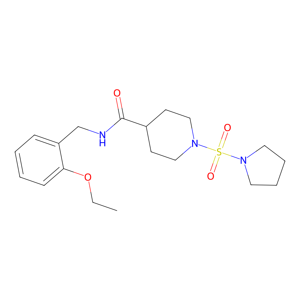 N-(2-ethoxybenzyl)-1-(pyrrolidin-1-ylsulfonyl)piperidine-4-carboxamide molecular structure, CAS 1428367-12-7