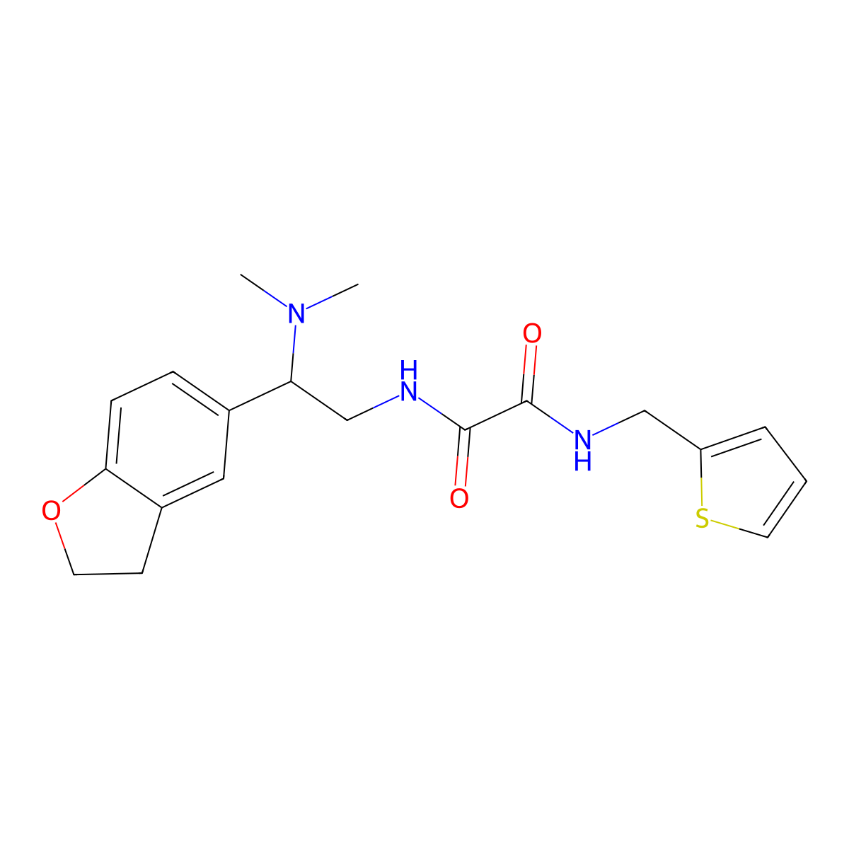 N1-(2-(2,3-dihydrobenzofuran-5-yl)-2-(dimethylamino)ethyl)-N2-(thiophen-2-ylmethyl)oxalamide molecular structure, CAS 1428367-21-8