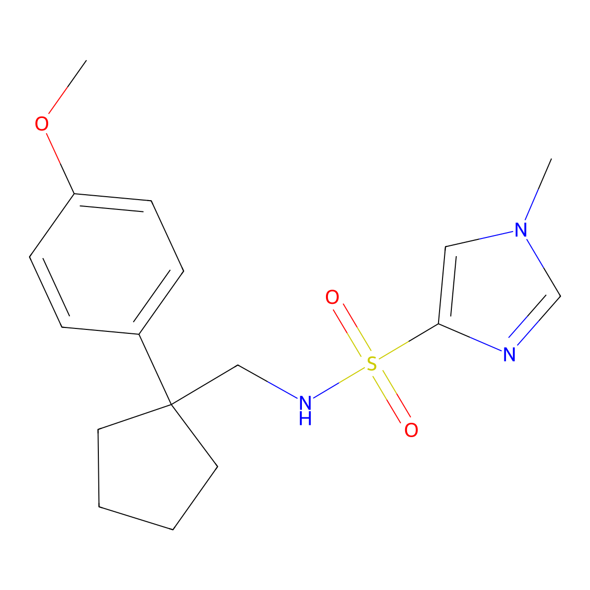 N-{[1-(4-methoxyphenyl)cyclopentyl]methyl}-1-methyl-1H-imidazole-4-sulfonamide molecular structure, CAS 1428367-23-0