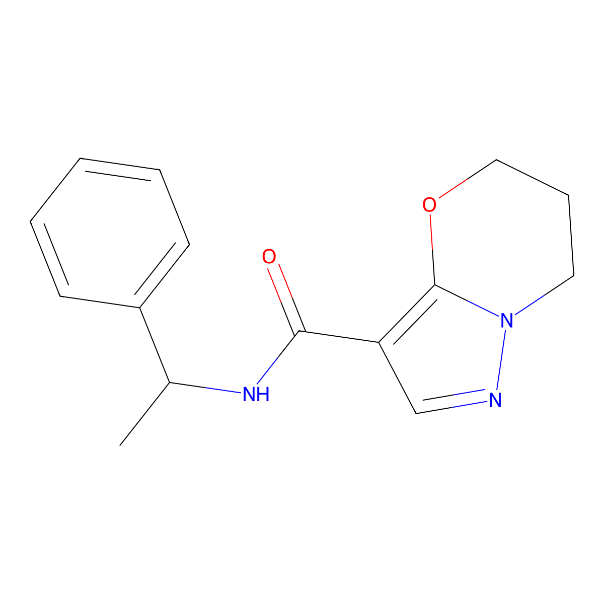 N-(1-phenylethyl)-6,7-dihydro-5H-pyrazolo[5,1-b][1,3]oxazine-3-carboxamide molecular structure, CAS 1428367-24-1