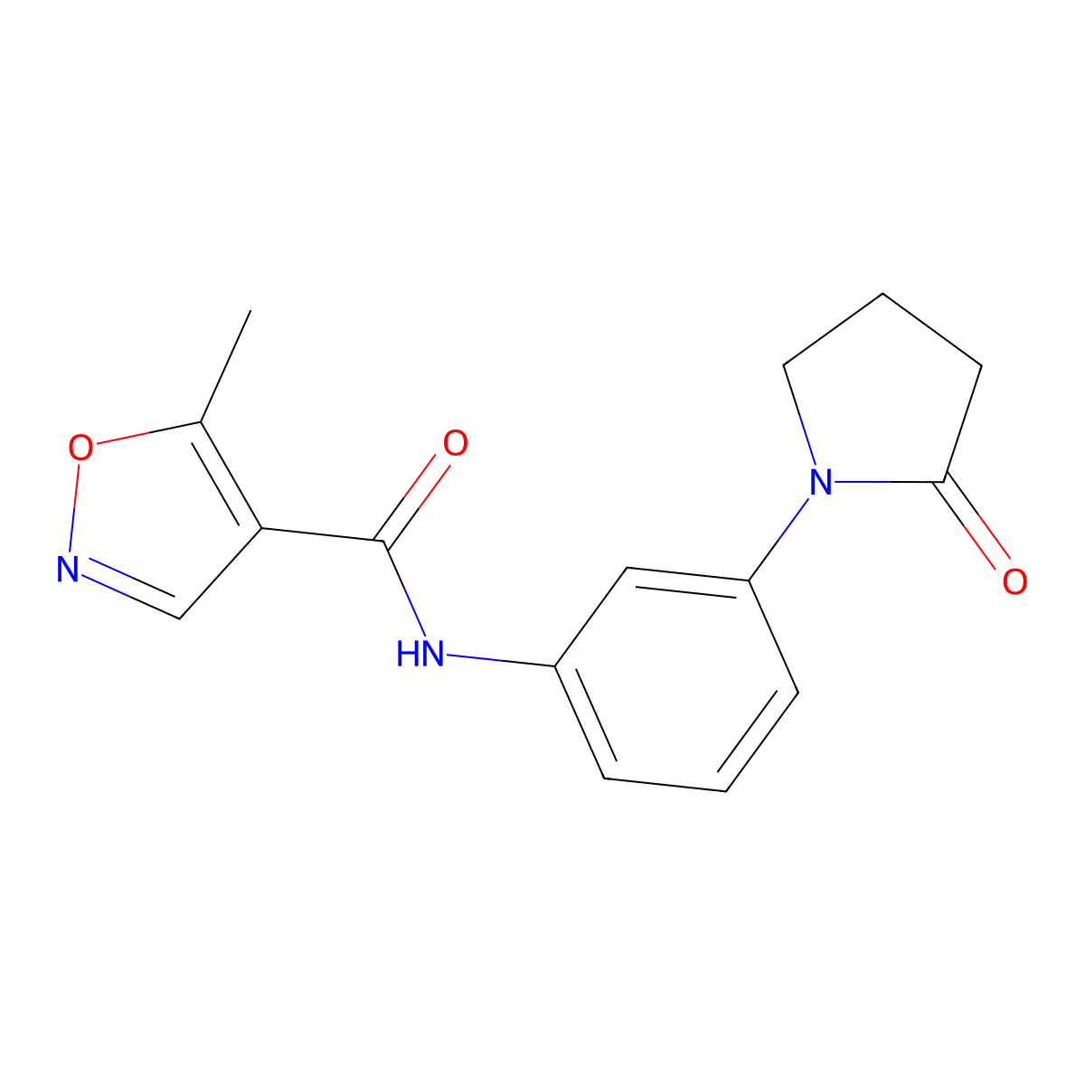 5-methyl-N-(3-(2-oxopyrrolidin-1-yl)phenyl)isoxazole-4-carboxamide molecular structure, CAS 1428367-27-4