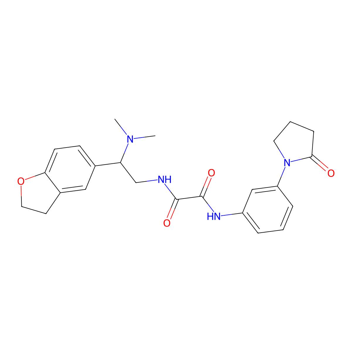 N1-(2-(2,3-dihydrobenzofuran-5-yl)-2-(dimethylamino)ethyl)-N2-(3-(2-oxopyrrolidin-1-yl)phenyl)oxalamide molecular structure, CAS 1428367-28-5
