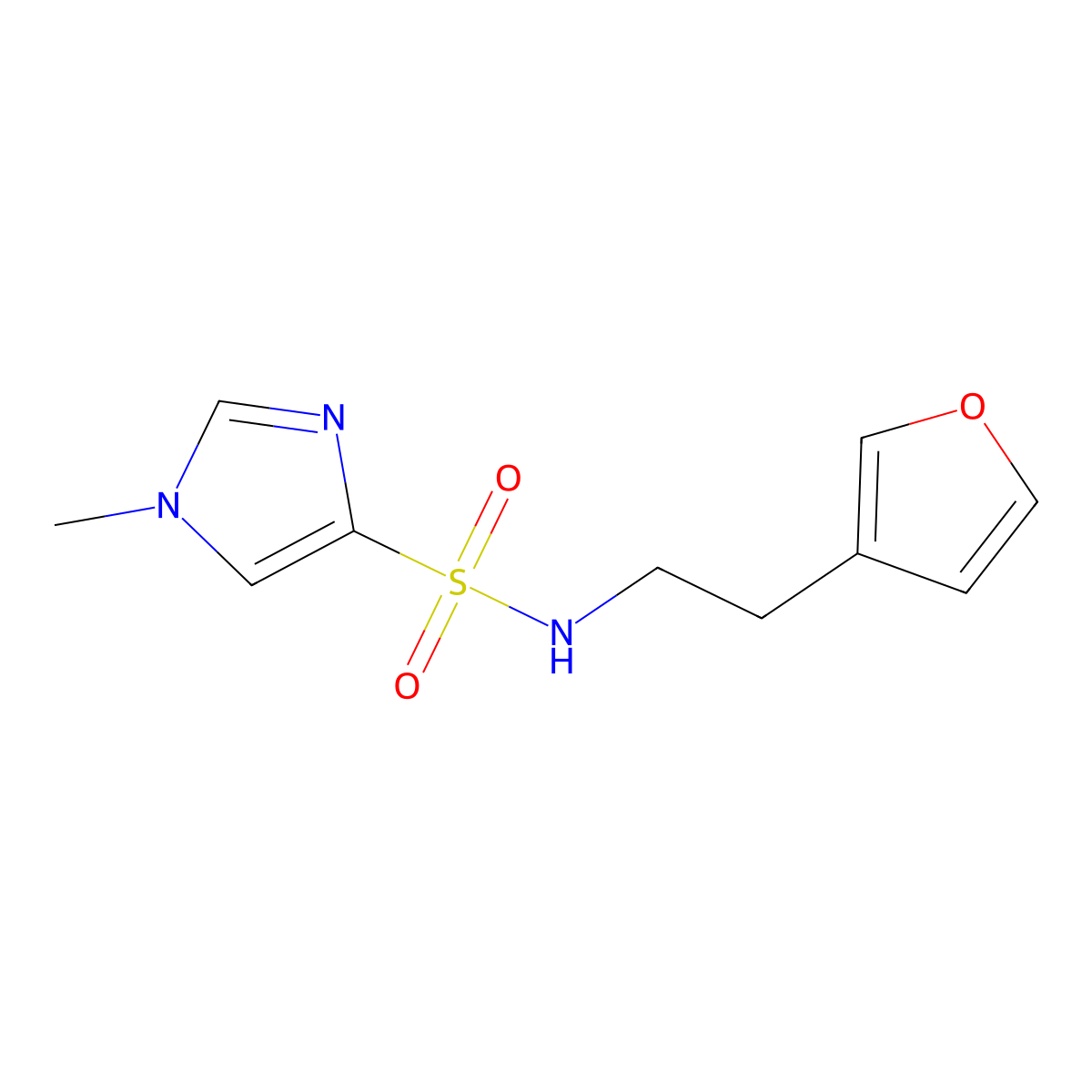 N-[2-(furan-3-yl)ethyl]-1-methyl-1H-imidazole-4-sulfonamide molecular structure, CAS 1428367-31-0