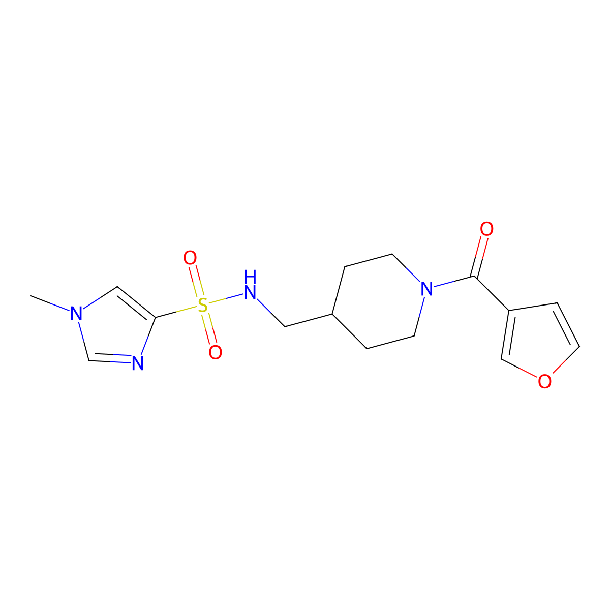 N-{[1-(furan-3-carbonyl)piperidin-4-yl]methyl}-1-methyl-1H-imidazole-4-sulfonamide molecular structure, CAS 1428367-41-2