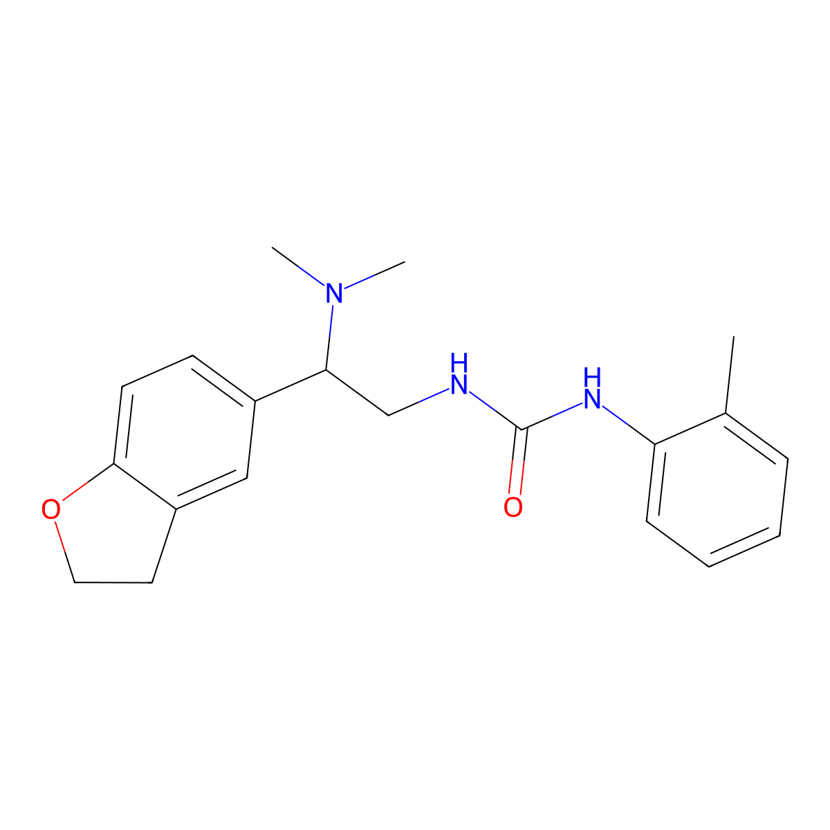 1-(2-(2,3-Dihydrobenzofuran-5-yl)-2-(dimethylamino)ethyl)-3-(o-tolyl)urea molecular structure, CAS 1428367-46-7