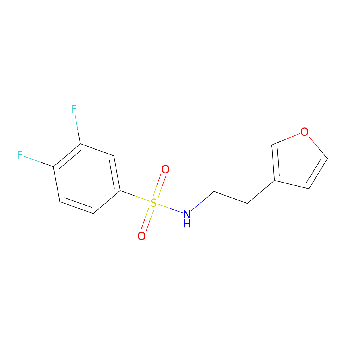 3,4-difluoro-N-(2-(furan-3-yl)ethyl)benzenesulfonamide molecular structure, CAS 1428367-47-8