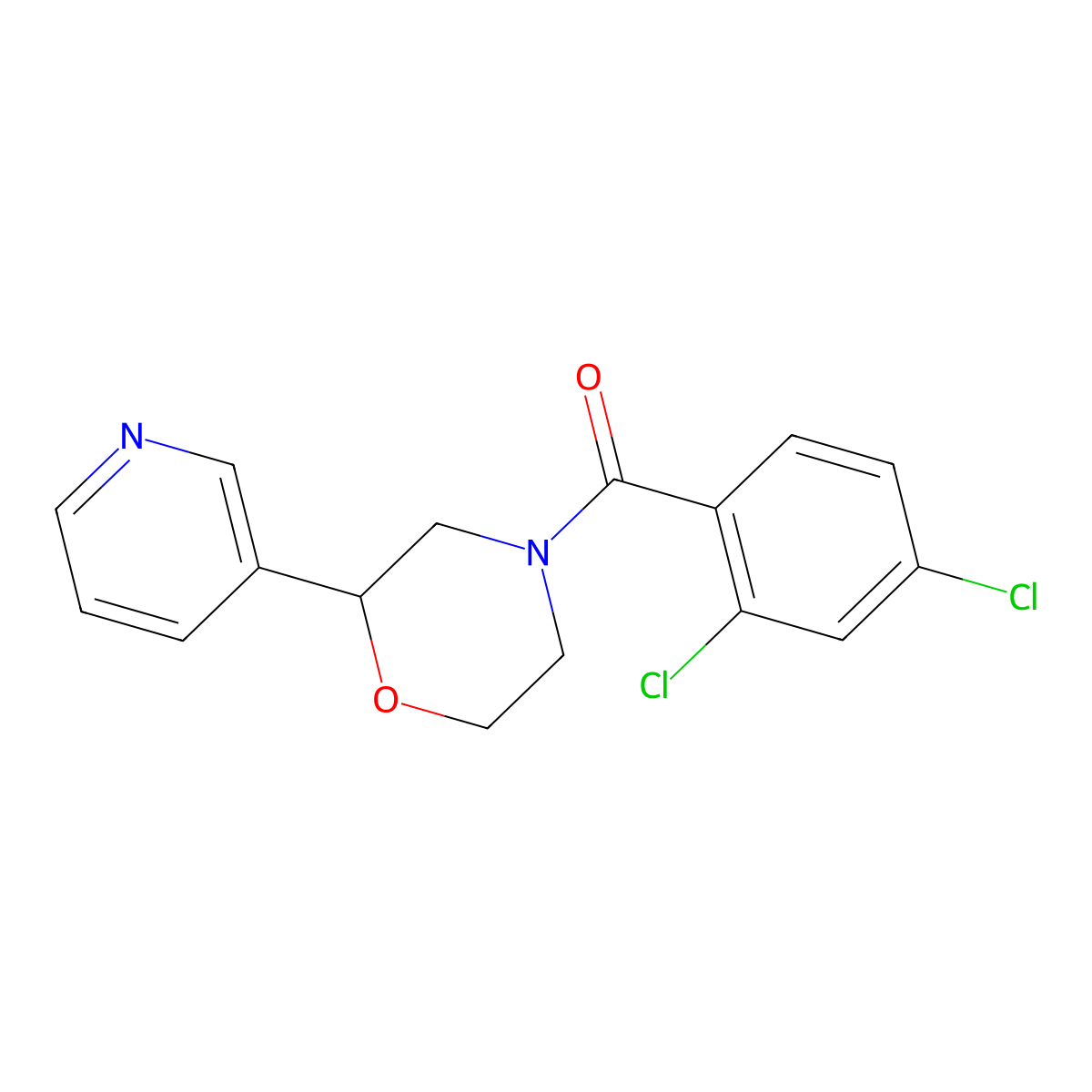 (2,4-Dichlorophenyl)(2-(pyridin-3-yl)morpholino)methanone molecular structure, CAS 1428367-48-9