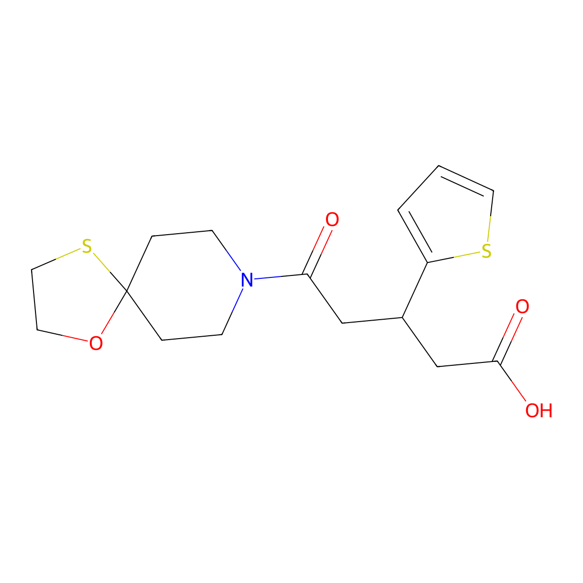 5-Oxo-5-(1-oxa-4-thia-8-azaspiro[4.5]decan-8-yl)-3-(thiophen-2-yl)pentanoic acid molecular structure, CAS 1428367-51-4