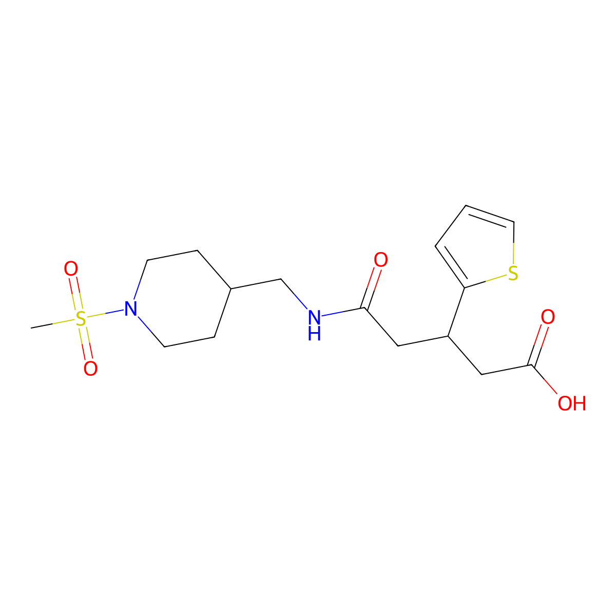 4-{[(1-Methanesulfonylpiperidin-4-YL)methyl]carbamoyl}-3-(thiophen-2-YL)butanoic acid molecular structure, CAS 1428367-52-5