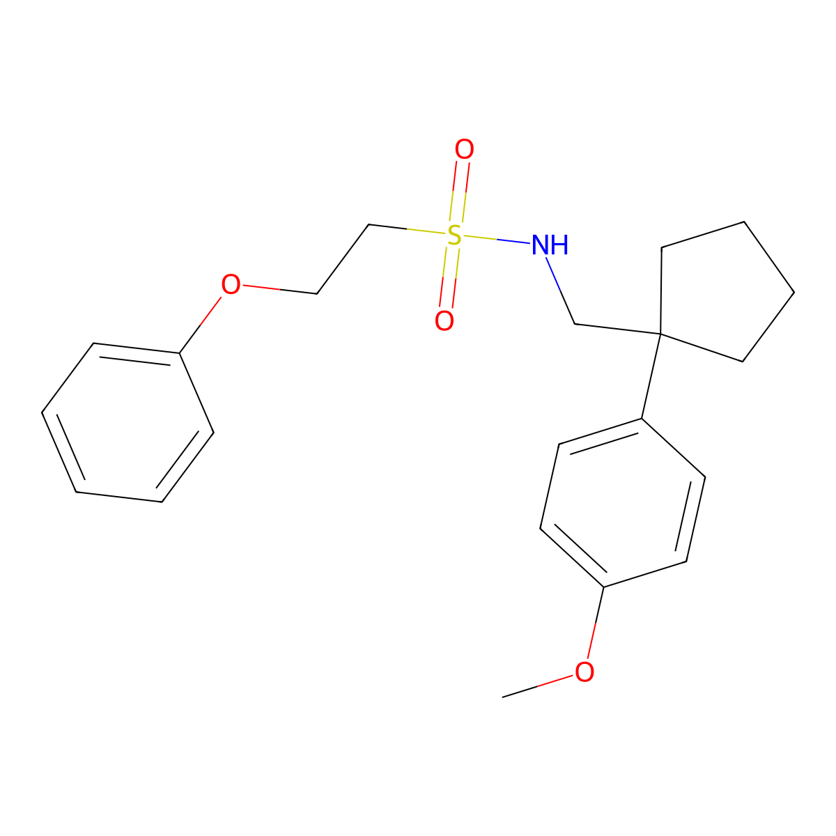N-((1-(4-methoxyphenyl)cyclopentyl)methyl)-2-phenoxyethanesulfonamide molecular structure, CAS 1428367-55-8