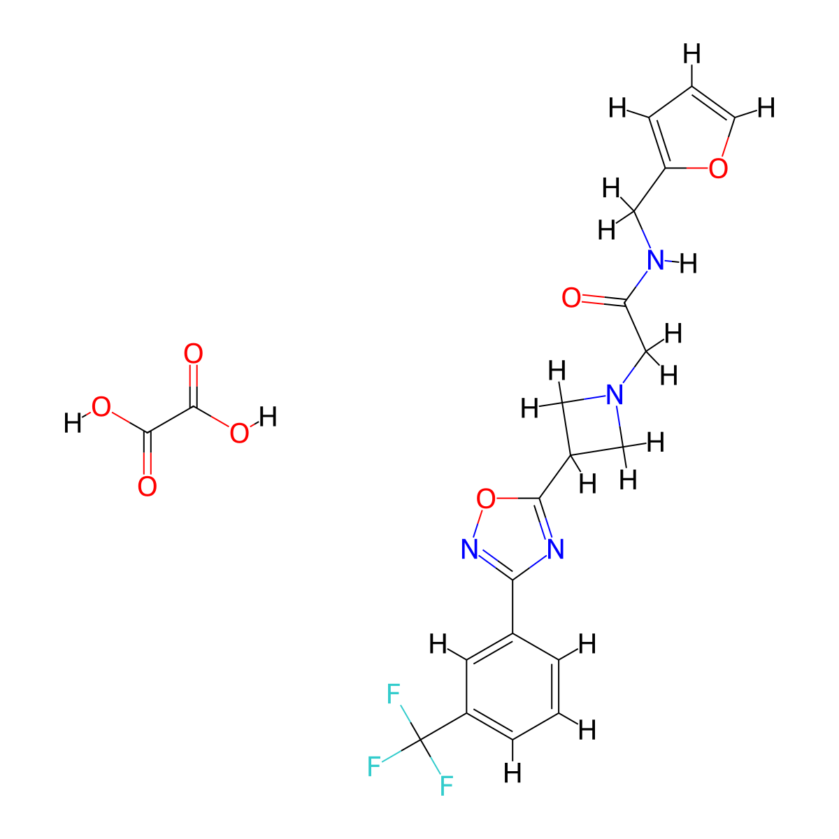 N-(furan-2-ylmethyl)-2-(3-(3-(3-(trifluoromethyl)phenyl)-1,2,4-oxadiazol-5-yl)azetidin-1-yl)acetamide oxalate molecular structure, CAS 1428370-69-7