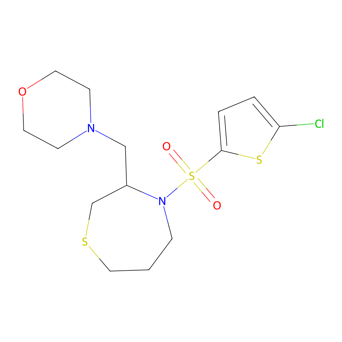 4-((4-((5-Chlorothiophen-2-yl)sulfonyl)-1,4-thiazepan-3-yl)methyl)morpholine molecular structure, CAS 1428370-70-0