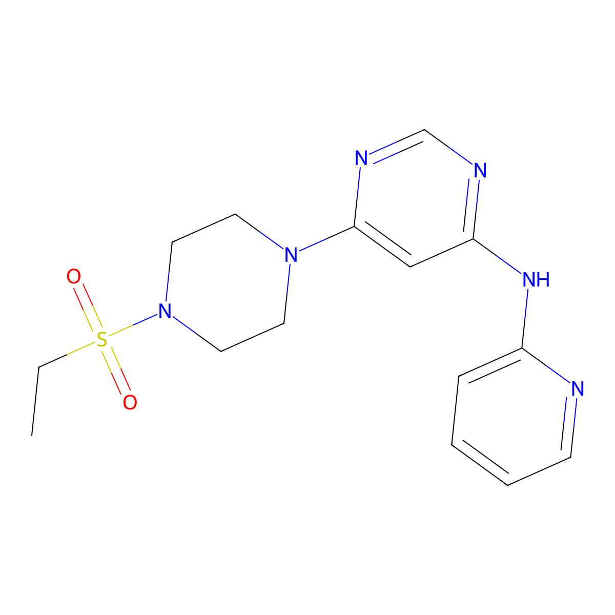 6-(4-(ethylsulfonyl)piperazin-1-yl)-N-(pyridin-2-yl)pyrimidin-4-amine molecular structure, CAS 1428370-73-3