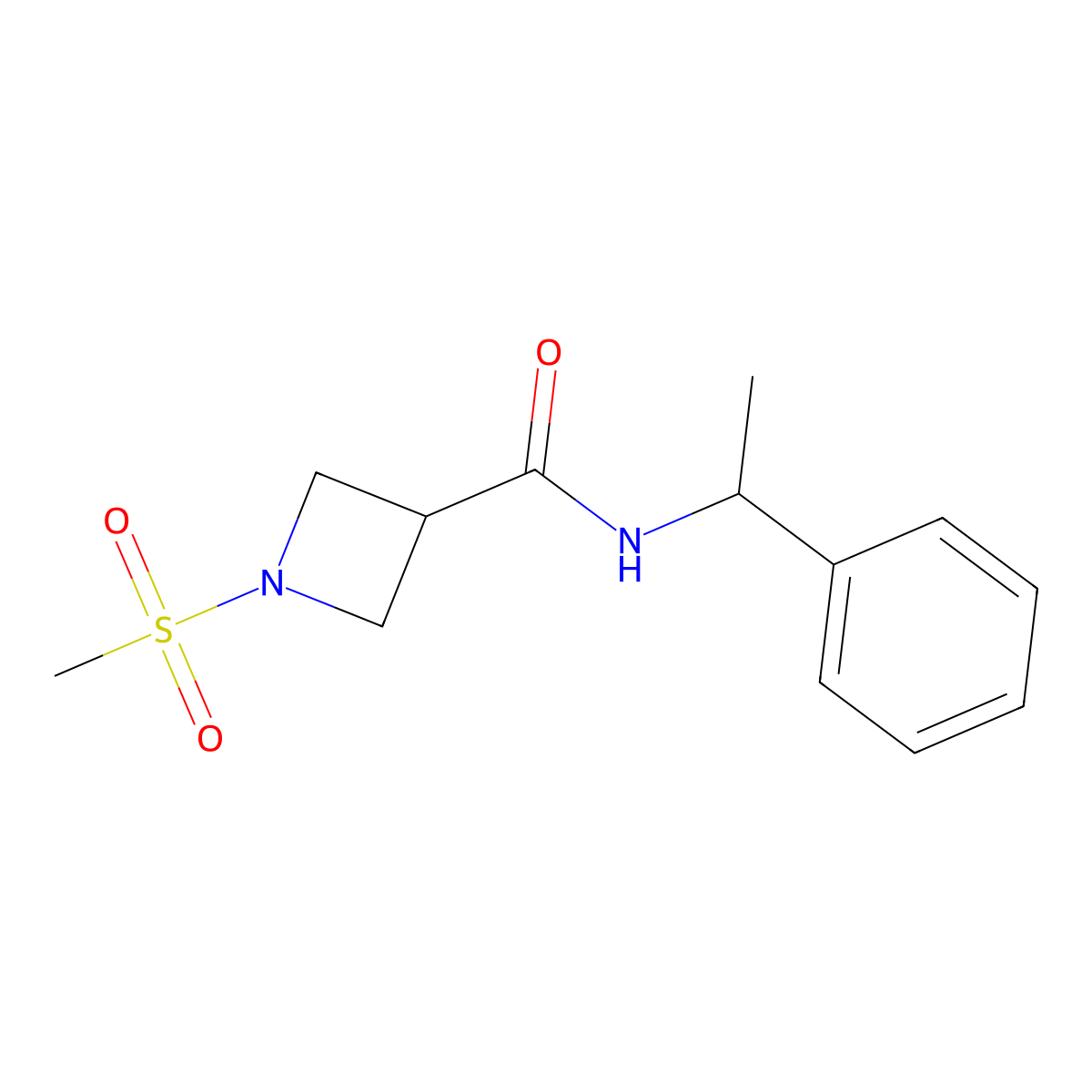 1-Methanesulfonyl-N-(1-phenylethyl)azetidine-3-carboxamide molecular structure, CAS 1428370-78-8