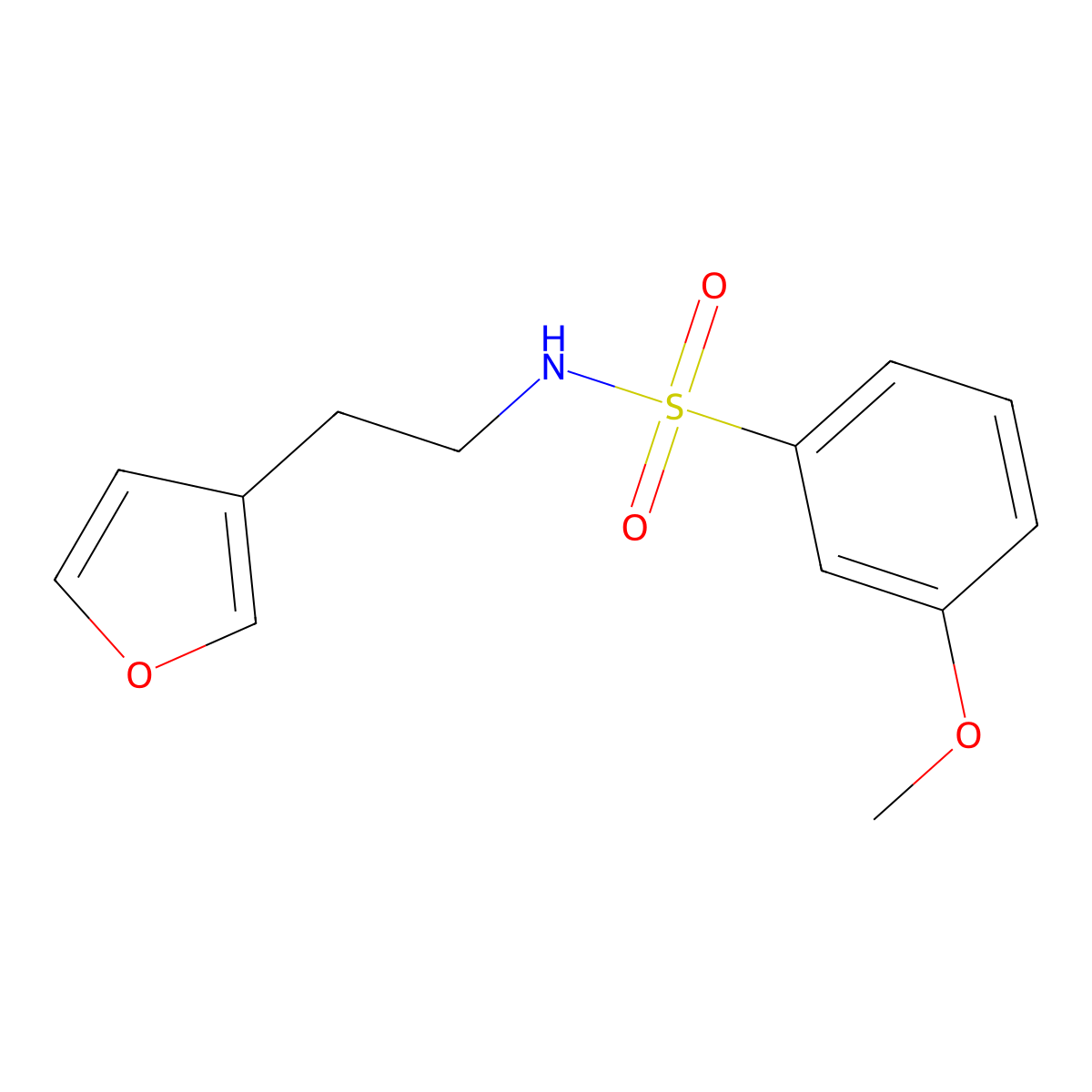N-(2-(furan-3-yl)ethyl)-3-methoxybenzenesulfonamide molecular structure, CAS 1428370-82-4