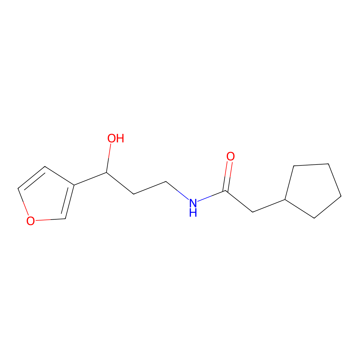 2-Cyclopentyl-N-[3-(furan-3-YL)-3-hydroxypropyl]acetamide molecular structure, CAS 1428370-86-8