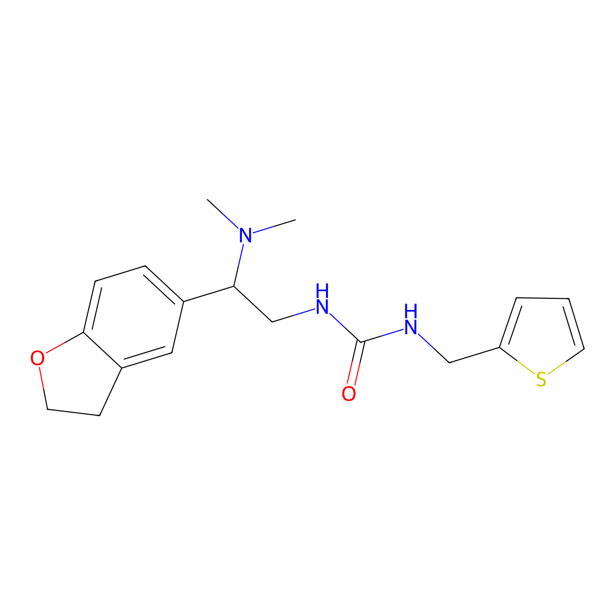 1-(2-(2,3-Dihydrobenzofuran-5-yl)-2-(dimethylamino)ethyl)-3-(thiophen-2-ylmethyl)urea molecular structure, CAS 1428370-87-9