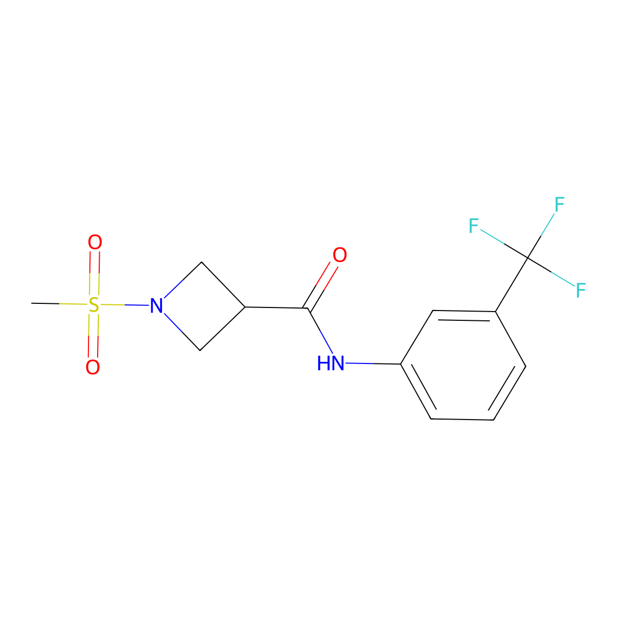 1-(methylsulfonyl)-N-(3-(trifluoromethyl)phenyl)azetidine-3-carboxamide molecular structure, CAS 1428370-89-1