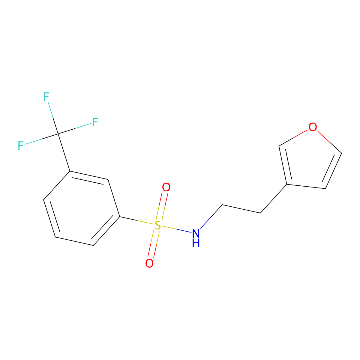 N-(2-(furan-3-yl)ethyl)-3-(trifluoromethyl)benzenesulfonamide molecular structure, CAS 1428370-90-4