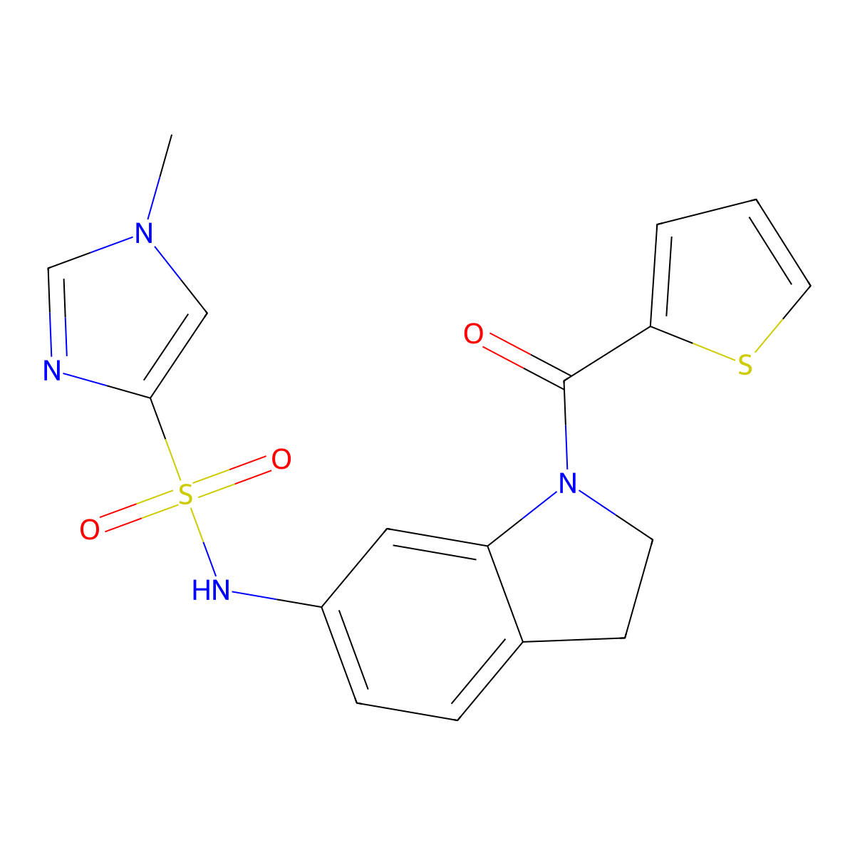 1-methyl-N-(1-(thiophene-2-carbonyl)indolin-6-yl)-1H-imidazole-4-sulfonamide molecular structure, CAS 1428370-91-5
