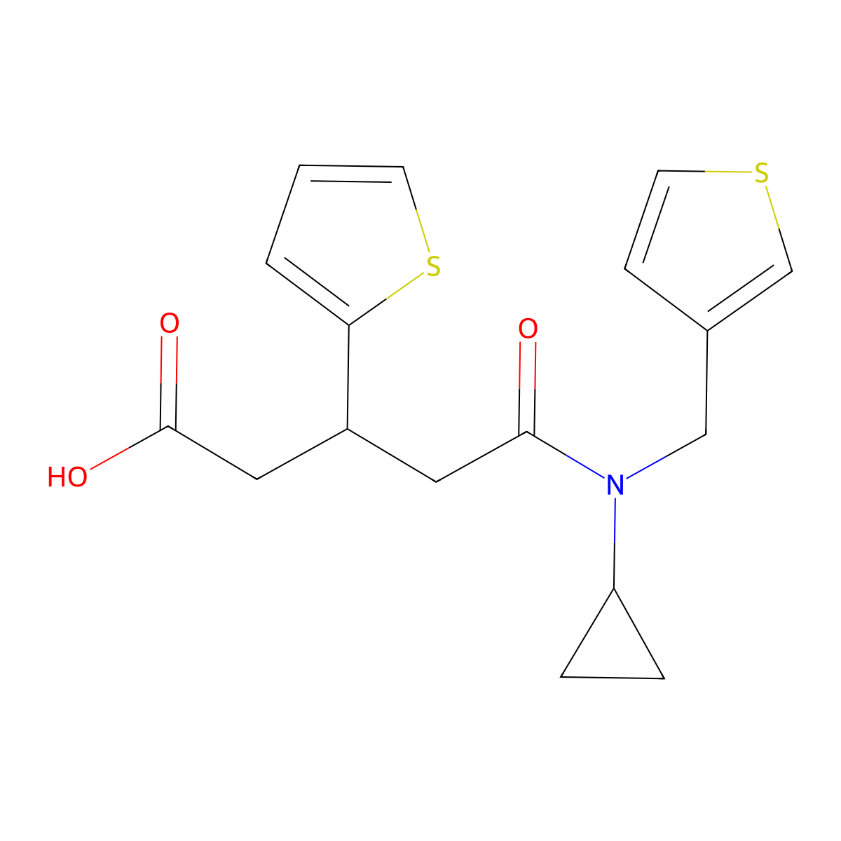 5-(Cyclopropyl(thiophen-3-ylmethyl)amino)-5-oxo-3-(thiophen-2-yl)pentanoic acid molecular structure, CAS 1428370-93-7
