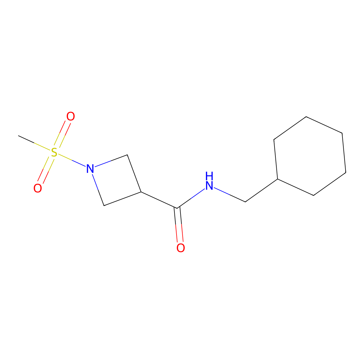 N-(cyclohexylmethyl)-1-(methylsulfonyl)azetidine-3-carboxamide molecular structure, CAS 1428370-97-1
