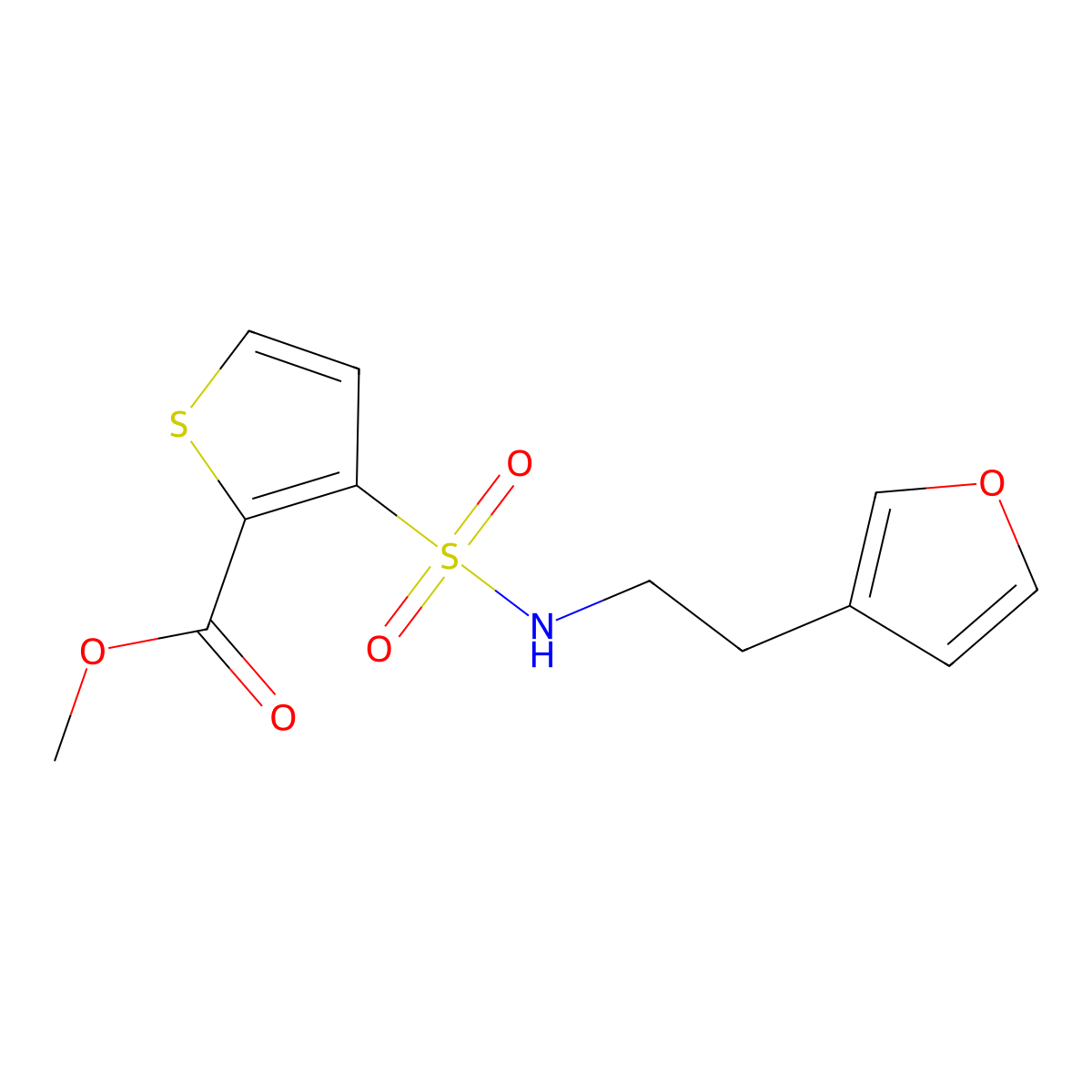 methyl 3-(N-(2-(furan-3-yl)ethyl)sulfamoyl)thiophene-2-carboxylate molecular structure, CAS 1428370-98-2