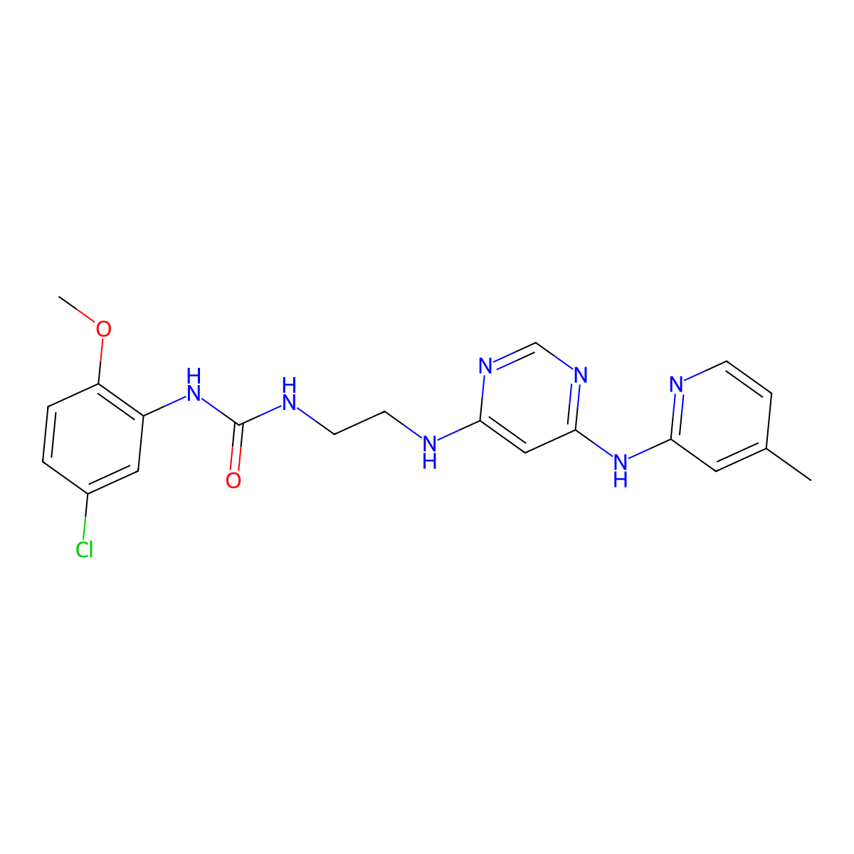 1-(5-Chloro-2-methoxyphenyl)-3-(2-((6-((4-methylpyridin-2-yl)amino)pyrimidin-4-yl)amino)ethyl)urea molecular structure, CAS 1428370-99-3