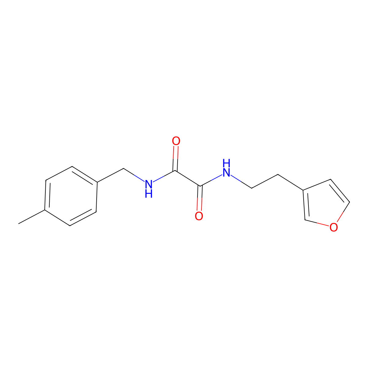 N1-(2-(furan-3-yl)ethyl)-N2-(4-methylbenzyl)oxalamide molecular structure, CAS 1428371-02-1