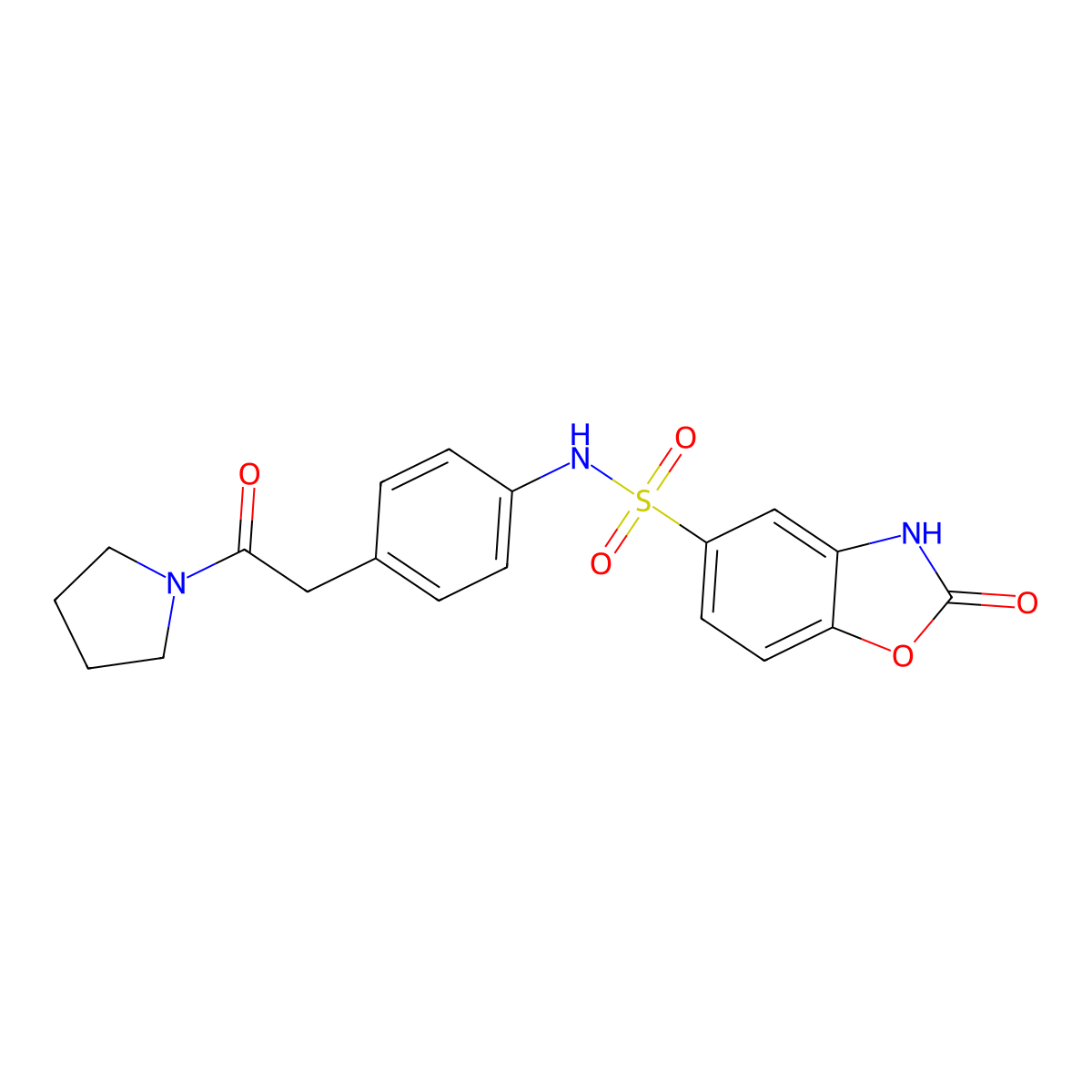 2-oxo-N-(4-(2-oxo-2-(pyrrolidin-1-yl)ethyl)phenyl)-2,3-dihydrobenzo[d]oxazole-5-sulfonamide molecular structure, CAS 1428371-05-4