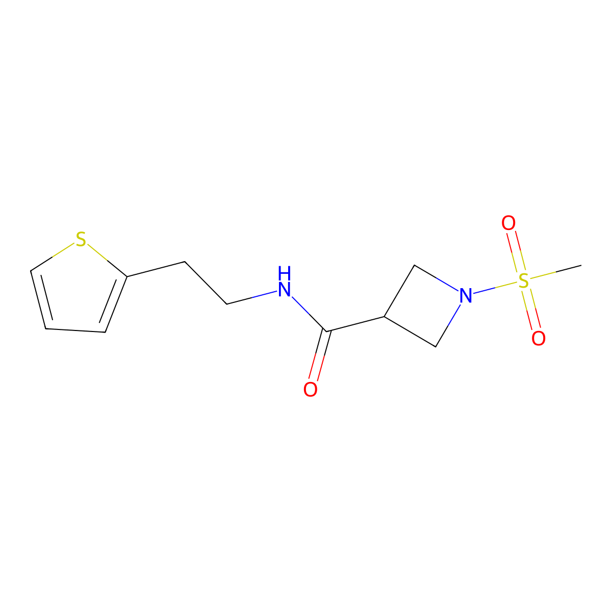 1-(methylsulfonyl)-N-(2-(thiophen-2-yl)ethyl)azetidine-3-carboxamide molecular structure, CAS 1428371-06-5