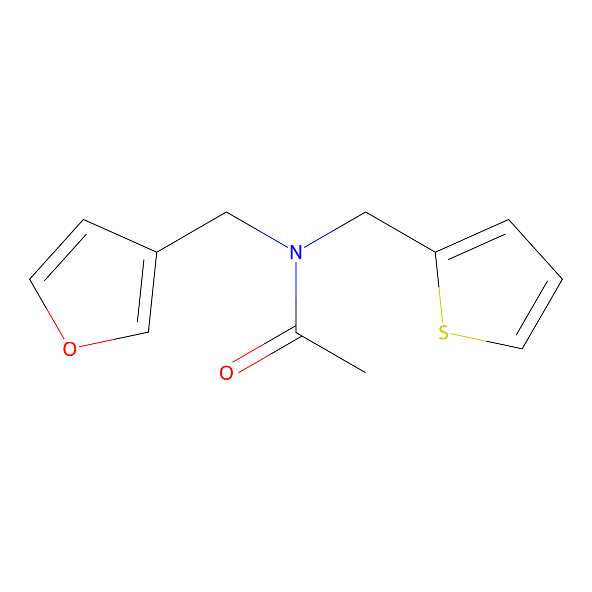 N-(furan-3-ylmethyl)-N-(thiophen-2-ylmethyl)acetamide molecular structure, CAS 1428371-07-6