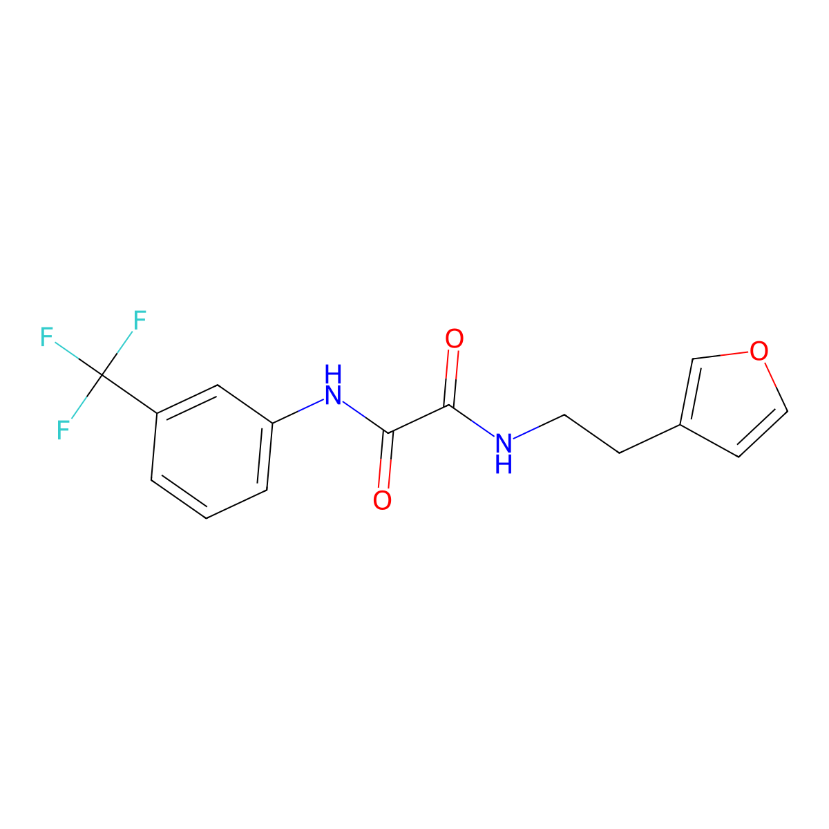 N1-(2-(furan-3-yl)ethyl)-N2-(3-(trifluoromethyl)phenyl)oxalamide molecular structure, CAS 1428371-08-7