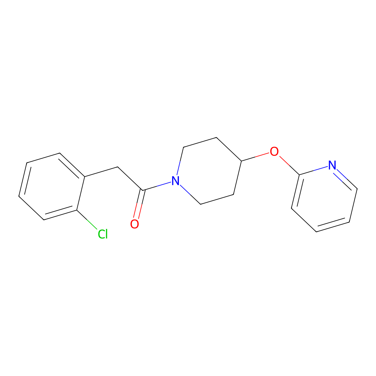 2-(2-Chlorophenyl)-1-(4-(pyridin-2-yloxy)piperidin-1-yl)ethanone molecular structure, CAS 1428371-10-1