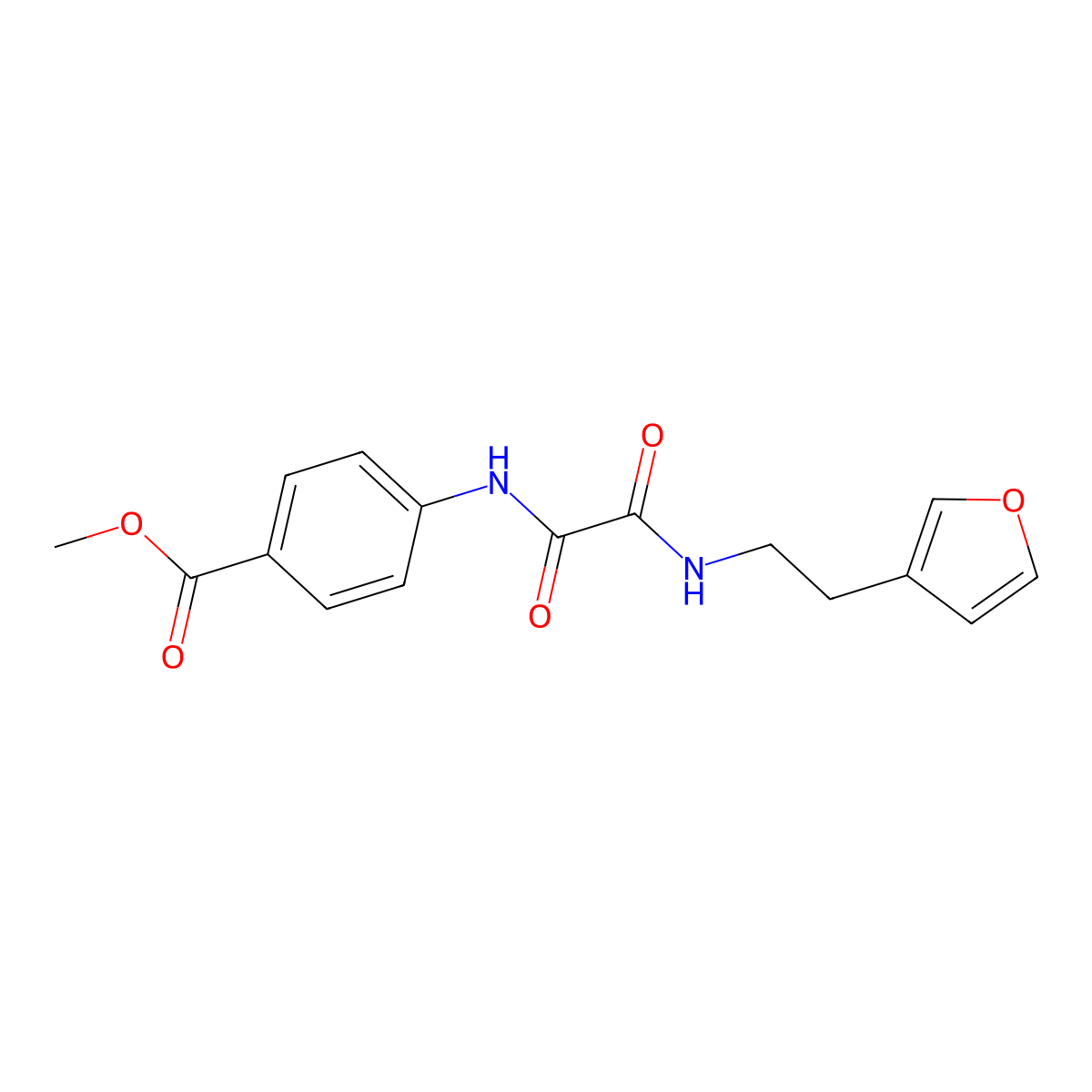 Methyl 4-(2-((2-(furan-3-yl)ethyl)amino)-2-oxoacetamido)benzoate molecular structure, CAS 1428371-11-2
