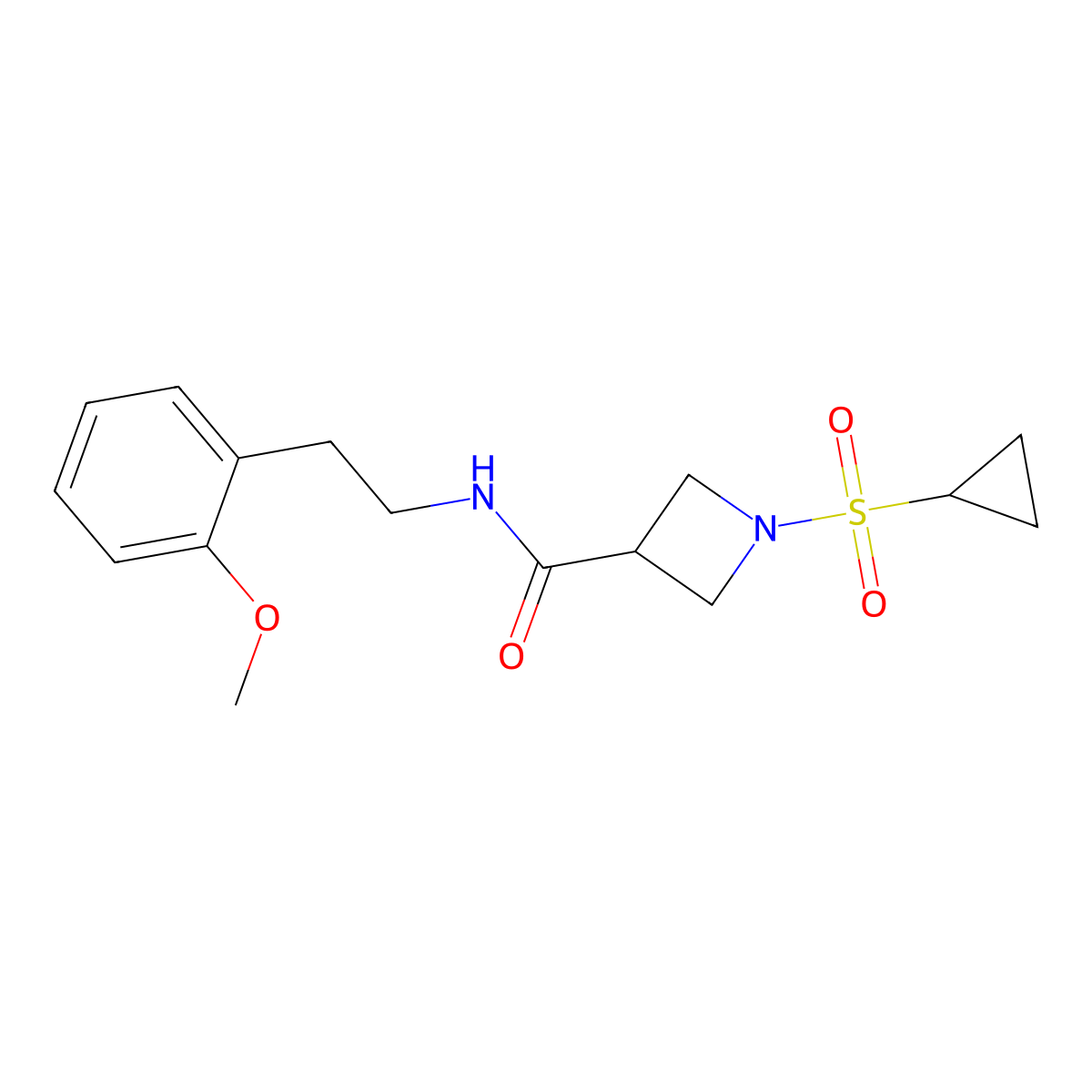 1-(cyclopropylsulfonyl)-N-(2-methoxyphenethyl)azetidine-3-carboxamide molecular structure, CAS 1428371-31-6