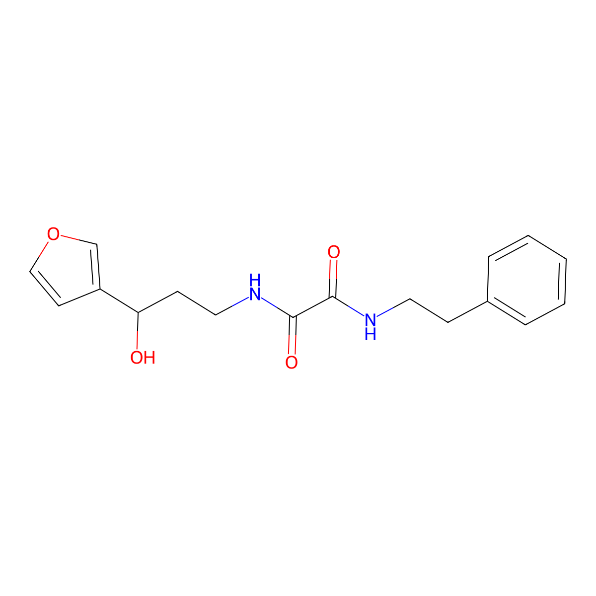N1-(3-(furan-3-yl)-3-hydroxypropyl)-N2-phenethyloxalamide molecular structure, CAS 1428371-37-2