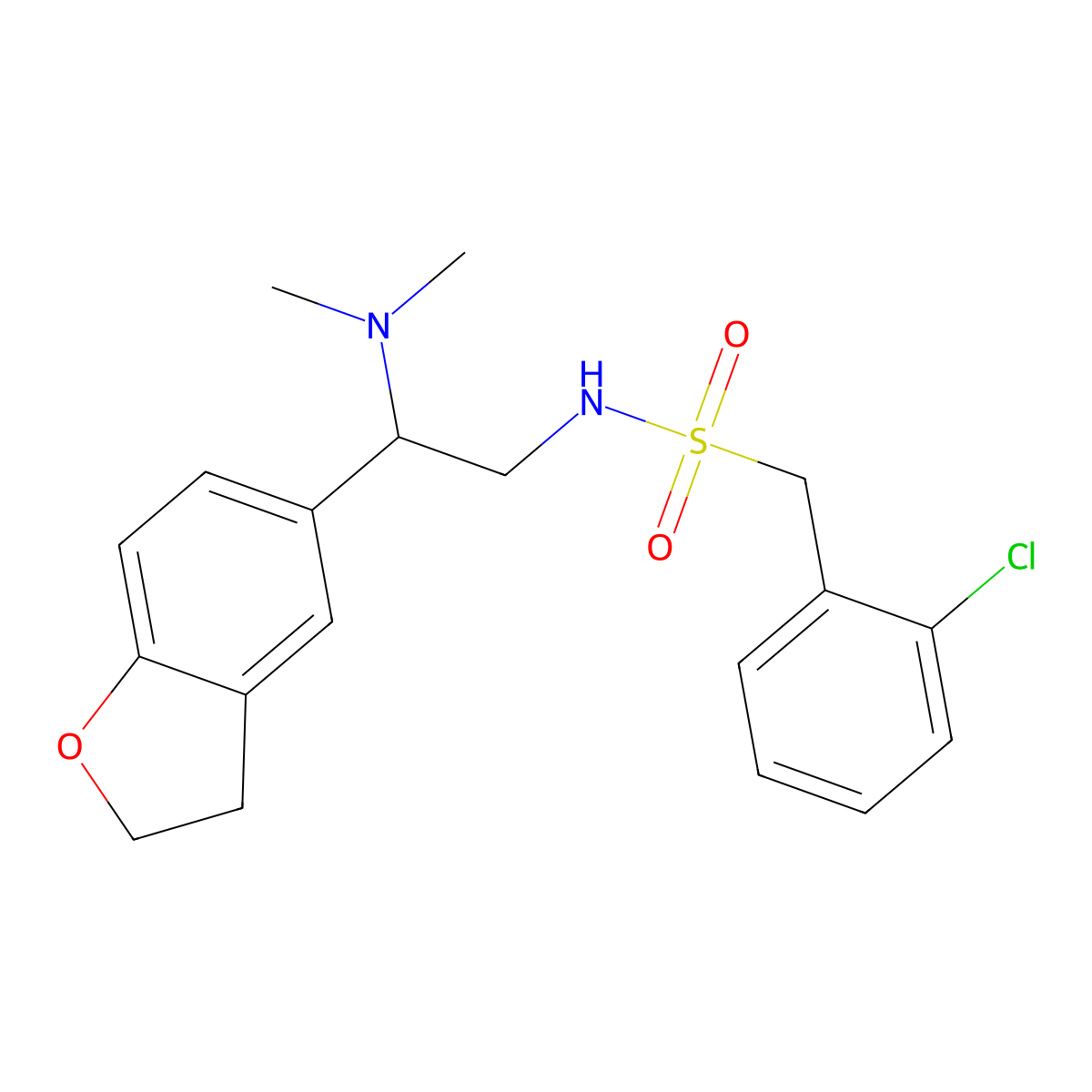 1-(2-Chlorophenyl)-N-[2-(2,3-dihydro-1-benzofuran-5-YL)-2-(dimethylamino)ethyl]methanesulfonamide molecular structure, CAS 1428371-43-0