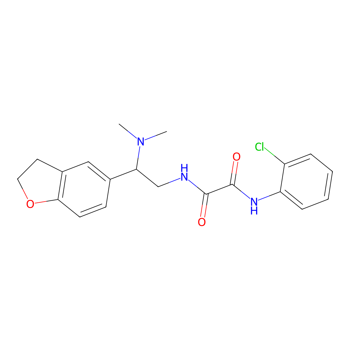 N1-(2-chlorophenyl)-N2-(2-(2,3-dihydrobenzofuran-5-yl)-2-(dimethylamino)ethyl)oxalamide molecular structure, CAS 1428371-51-0