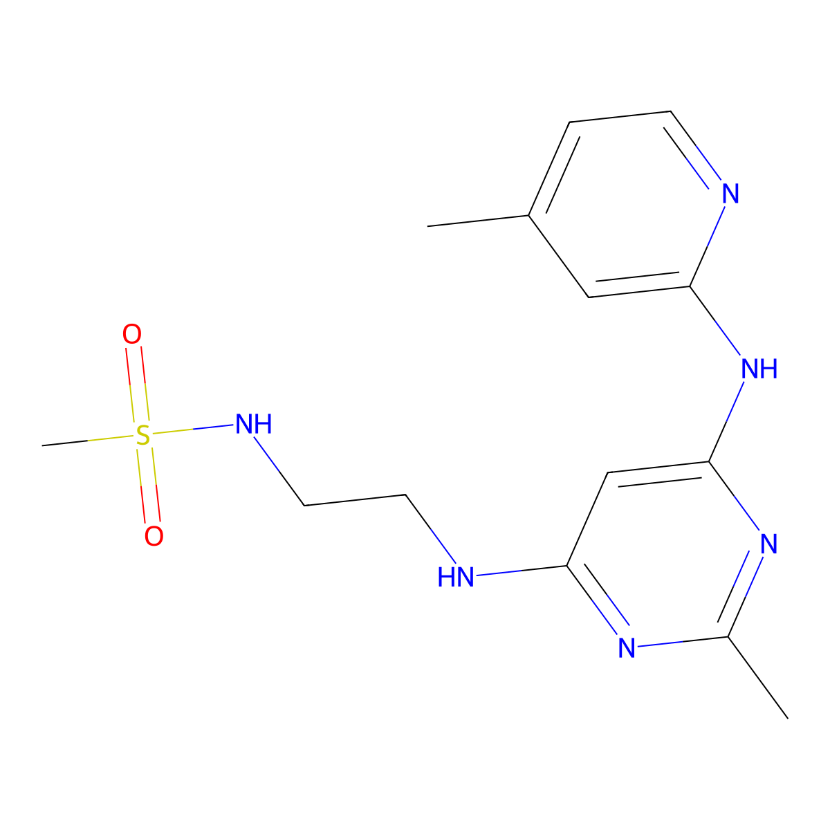 N-[2-({2-Methyl-6-[(4-methylpyridin-2-YL)amino]pyrimidin-4-YL}amino)ethyl]methanesulfonamide molecular structure, CAS 1428371-54-3