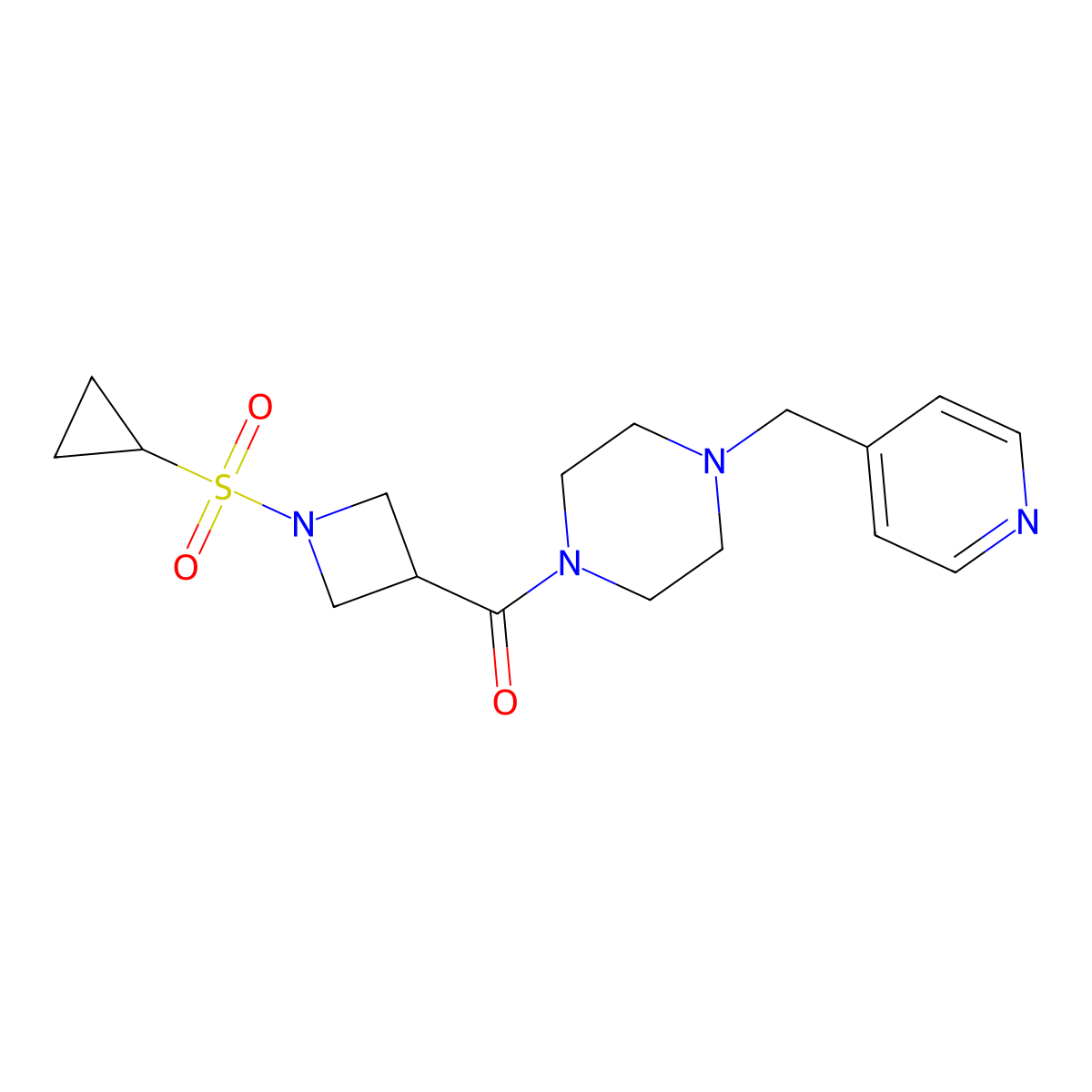(1-(Cyclopropylsulfonyl)azetidin-3-yl)(4-(pyridin-4-ylmethyl)piperazin-1-yl)methanone molecular structure, CAS 1428371-56-5
