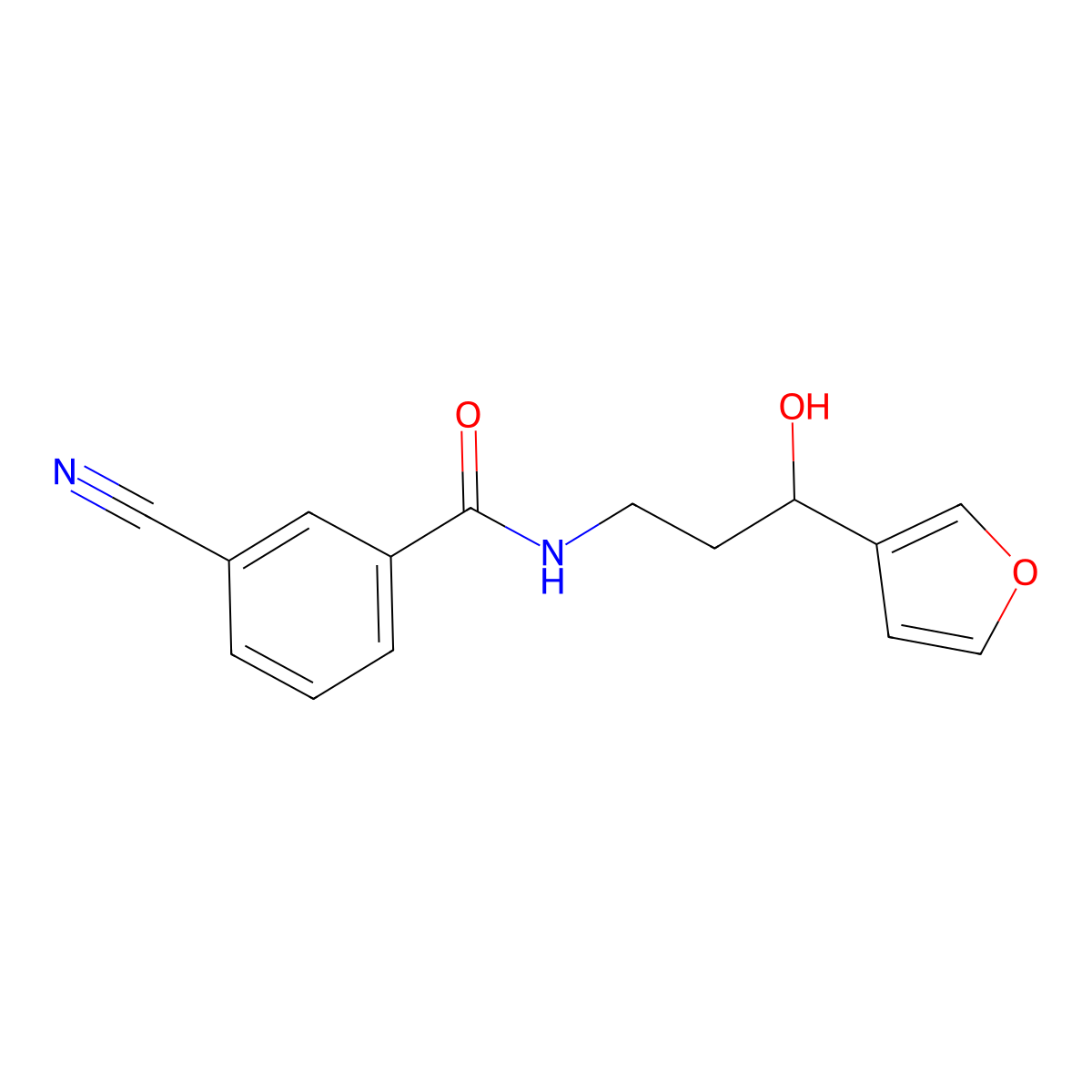 3-Cyano-N-[3-(furan-3-YL)-3-hydroxypropyl]benzamide molecular structure, CAS 1428371-60-1
