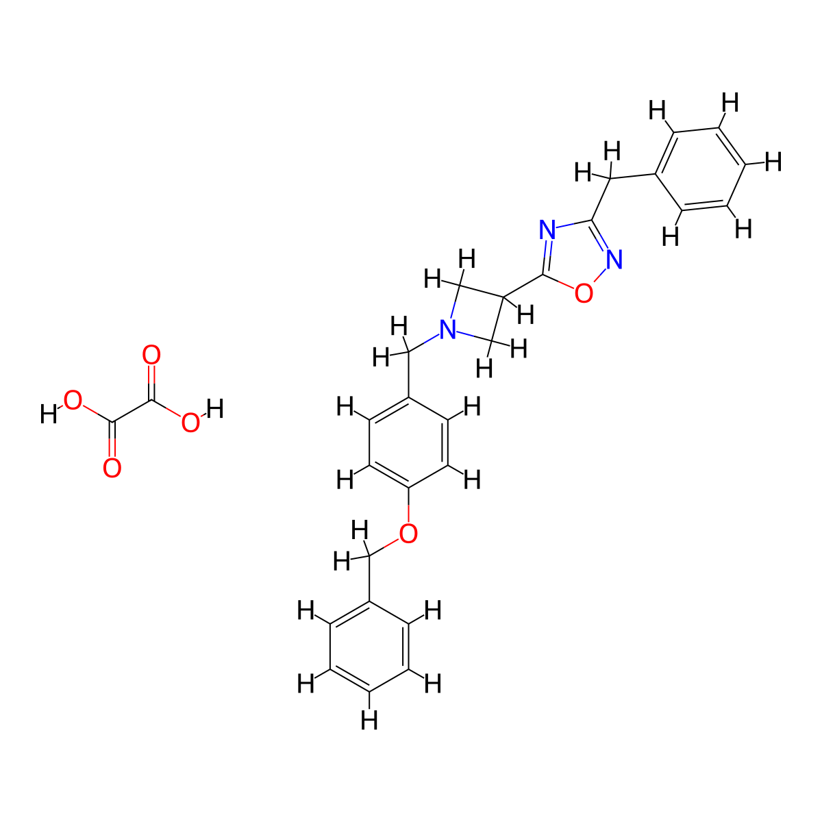 3-Benzyl-5-(1-(4-(benzyloxy)benzyl)azetidin-3-yl)-1,2,4-oxadiazole oxalate molecular structure, CAS 1428371-69-0
