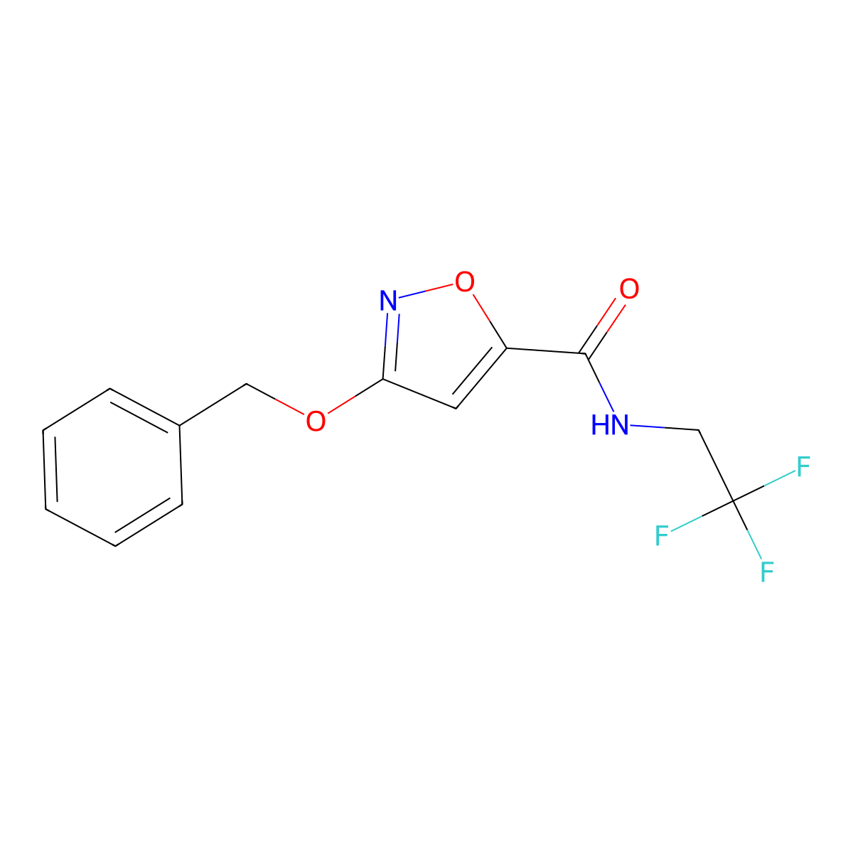 3-(benzyloxy)-N-(2,2,2-trifluoroethyl)isoxazole-5-carboxamide molecular structure, CAS 1428371-71-4