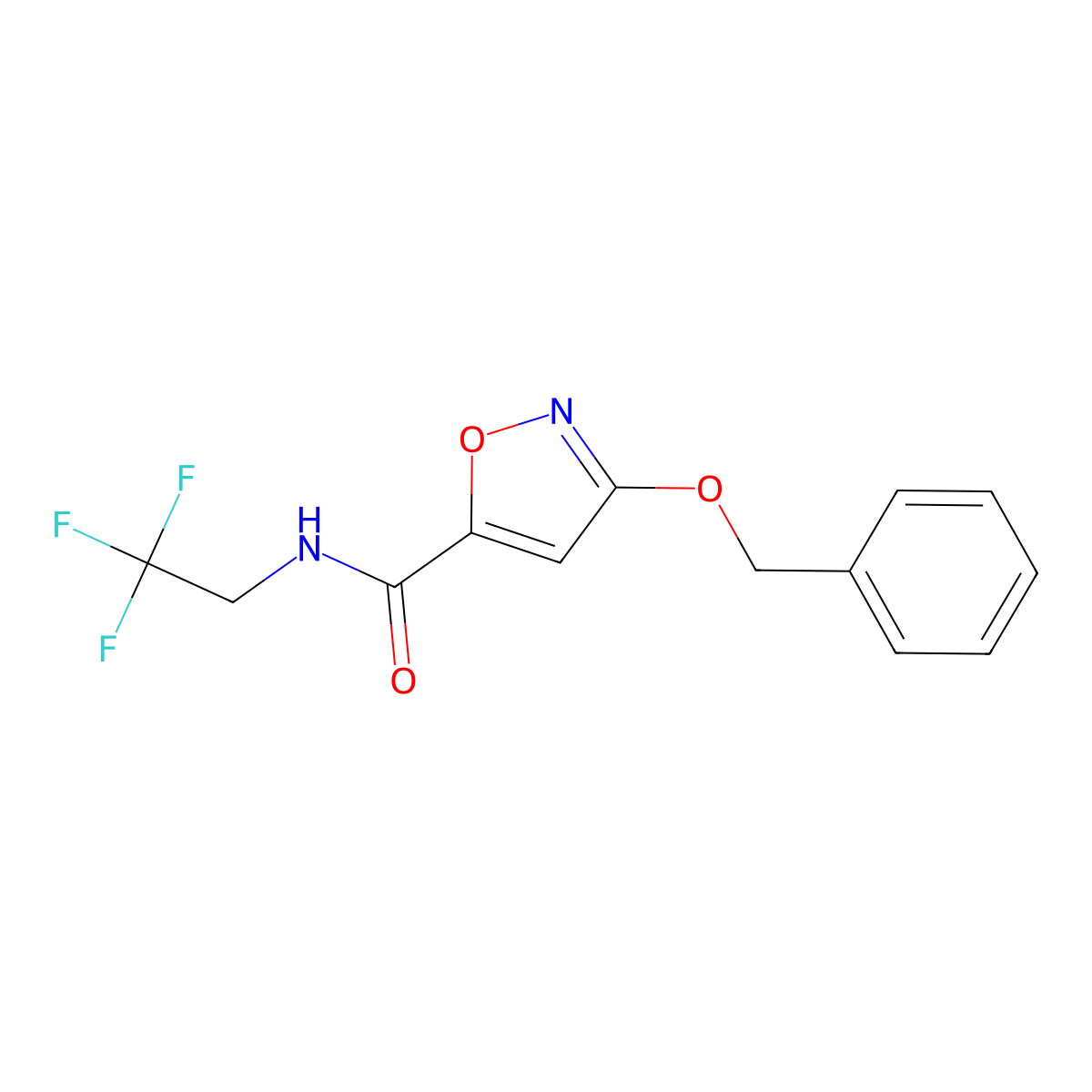 3-(benzyloxy)-N-(2,2,2-trifluoroethyl)isoxazole-5-carboxamide molecular structure, CAS 1428371-71-4