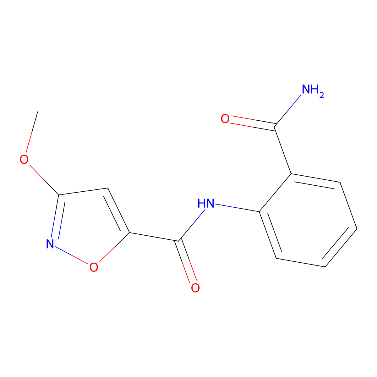 N-(2-carbamoylphenyl)-3-methoxyisoxazole-5-carboxamide molecular structure, CAS 1428371-72-5