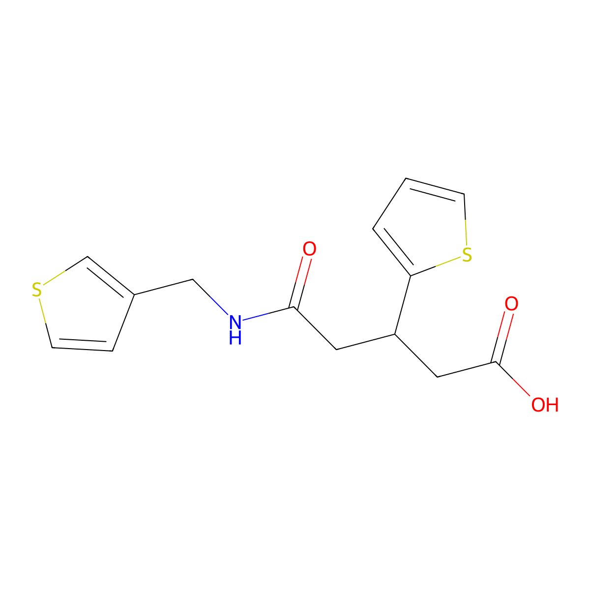 5-Oxo-3-(thiophen-2-yl)-5-((thiophen-3-ylmethyl)amino)pentanoic acid molecular structure, CAS 1428371-75-8