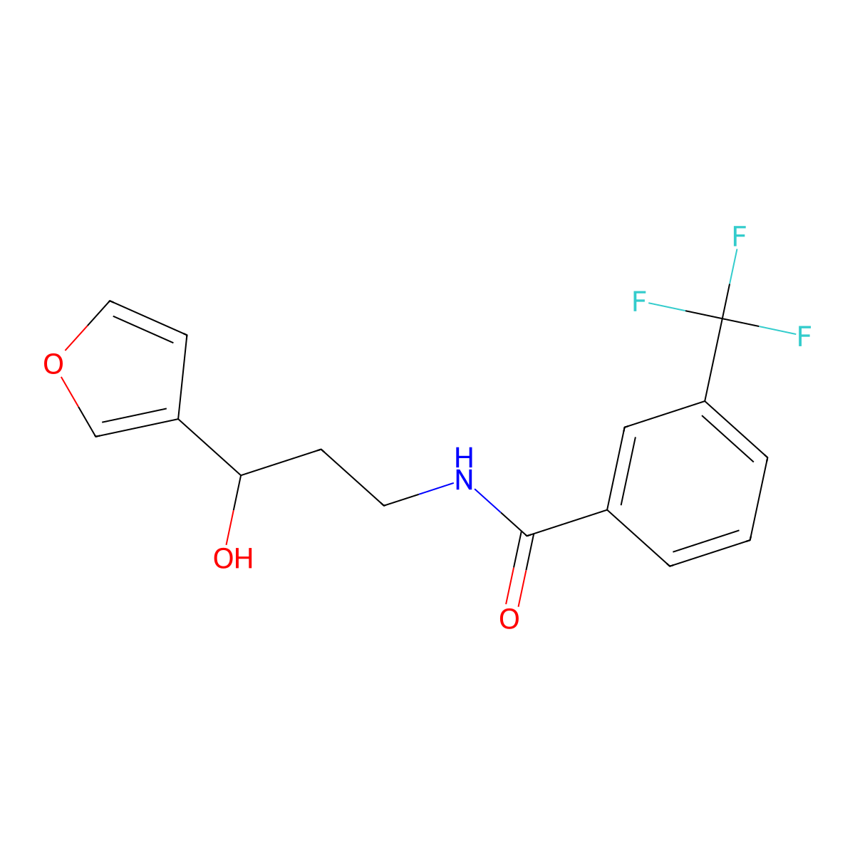 N-[3-(Furan-3-YL)-3-hydroxypropyl]-3-(trifluoromethyl)benzamide molecular structure, CAS 1428371-76-9