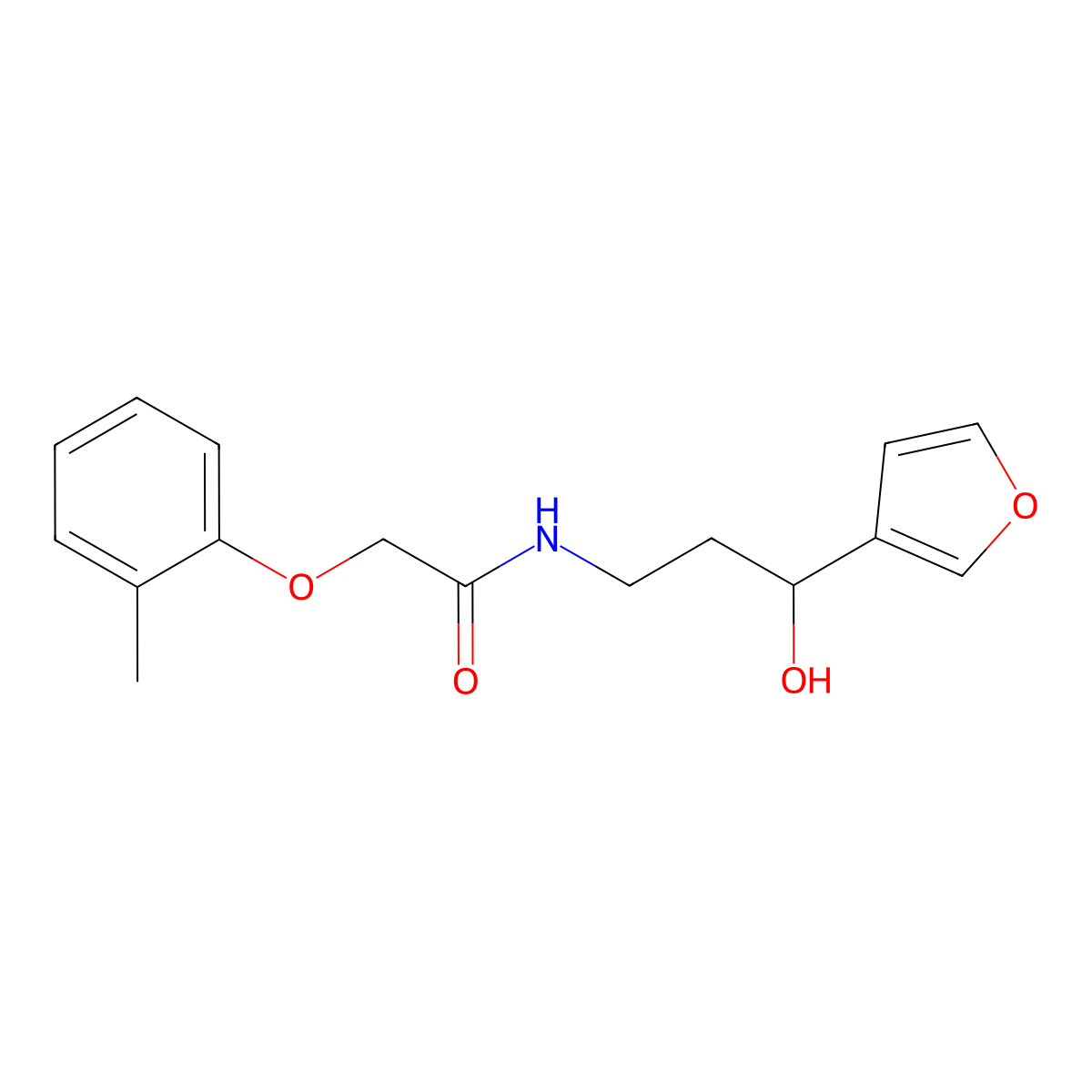 N-(3-(furan-3-yl)-3-hydroxypropyl)-2-(o-tolyloxy)acetamide molecular structure, CAS 1428371-85-0